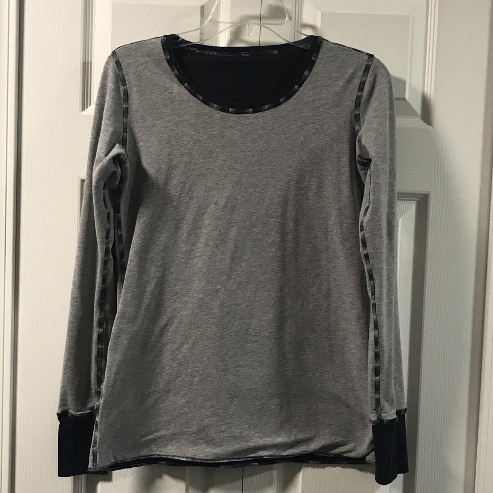Lululemon Athletica Reversible Gray and Black Long Sleeve Tee